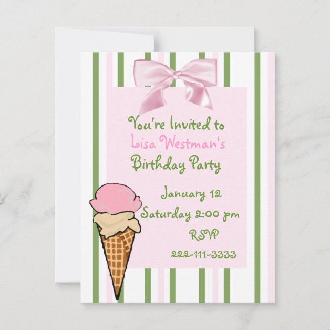 Invitation d'anniversaire de la fille de Crème de  (Devant)