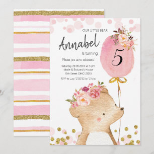 Invitation d'anniversaire de la fille de fleurs