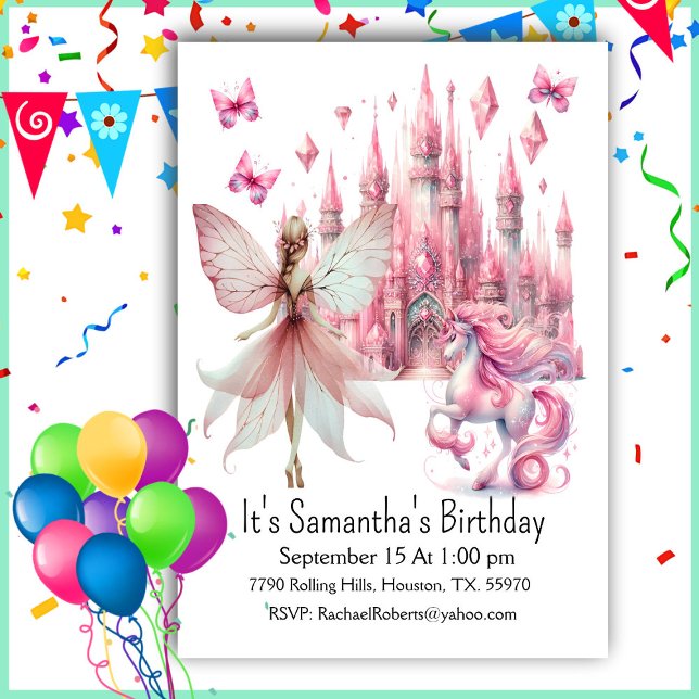 Invitation d'anniversaire de la fille de la fée lu (Créateur téléchargé)
