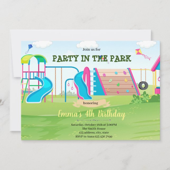 Invitation d'anniversaire de la fille de terrain d (Devant)