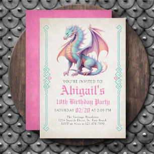 Invitation d'anniversaire de la fille Dragon