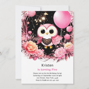 Invitation d'anniversaire de la fille Owl Kids