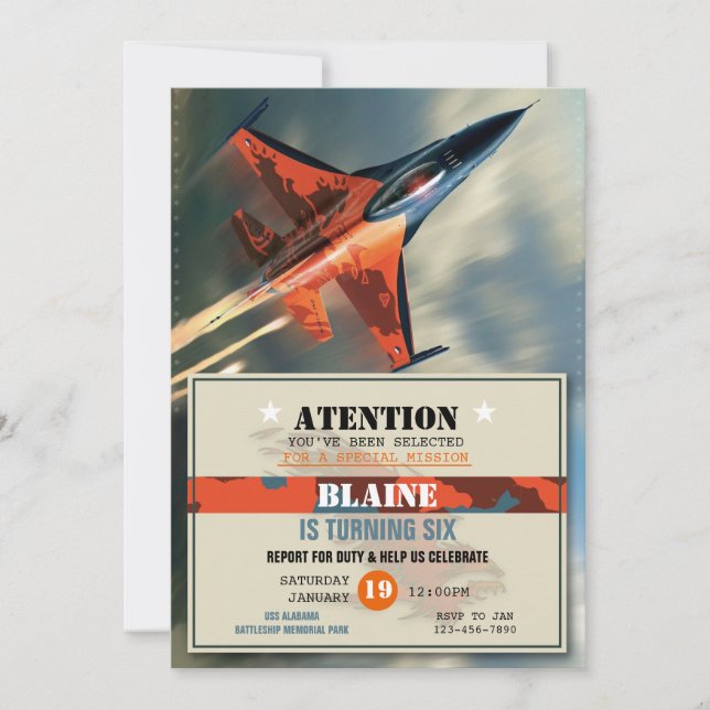 Invitation d'anniversaire de la Force aérienne (Devant)
