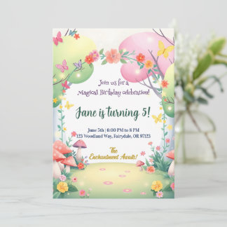Invitation d'anniversaire de la forêt de champigno