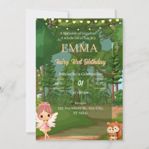 Invitation d'anniversaire de la forêt enchantée