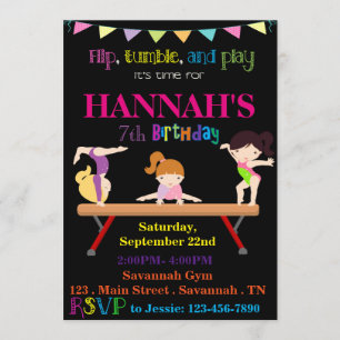 Invitation d'anniversaire de la gymnastique