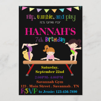 Invitation d'anniversaire de la gymnastique