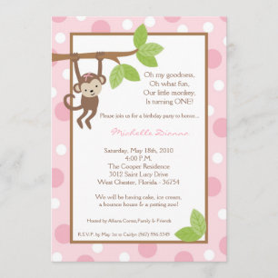 Invitation d'anniversaire de la jungle de singes r