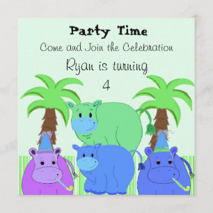 Invitation d'anniversaire de la Jungle Hippo