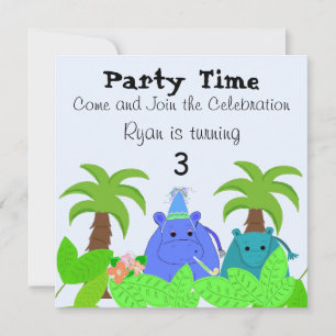 Invitation d'anniversaire de la Jungle Hippo