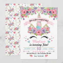 Invitation d'anniversaire de la licorne