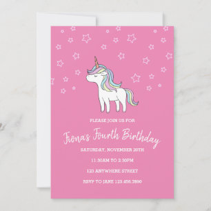 Invitation d'anniversaire de la licorne