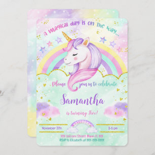 Invitation d'anniversaire de la licorne
