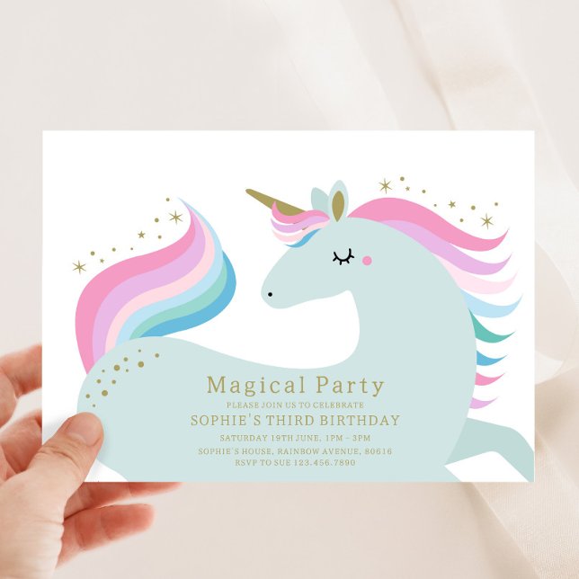 Invitation d'anniversaire de la licorne (Créateur téléchargé)