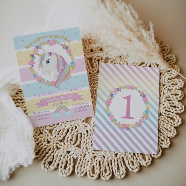 Invitation d'anniversaire de la licorne (Créateur téléchargé)