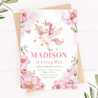 Invitation d'anniversaire de la licorne