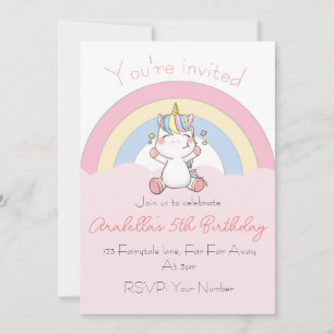 invitation d'anniversaire de la licorne arc-en-cie