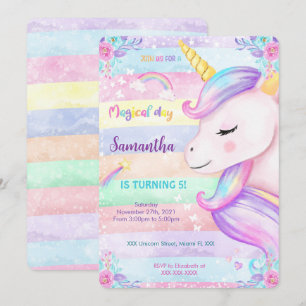 Invitation d'anniversaire de la licorne magique