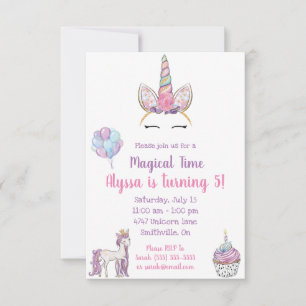 Invitation d'anniversaire de la licorne magique