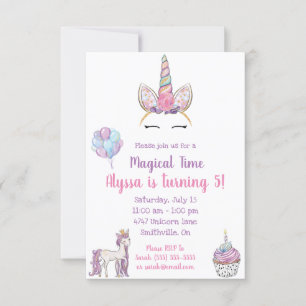 Invitation d'anniversaire de la licorne magique