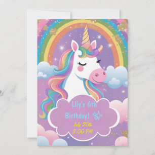 Invitation d'anniversaire de la licorne magique
