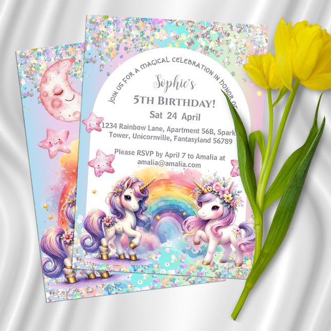 Invitation d'anniversaire de la licorne magique (Créateur téléchargé)