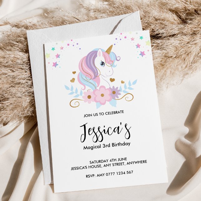Invitation d'anniversaire de la licorne magique (Mystical Unicorn Invitation)