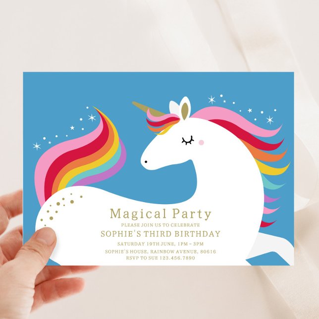 Invitation d'anniversaire de la licorne magique (Créateur téléchargé)