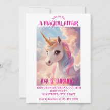 Invitation d'anniversaire de la licorne magique