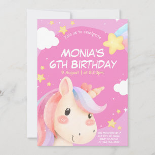 Invitation d'anniversaire de la licorne magique po