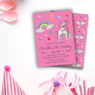 Invitation d'anniversaire de la licorne   Unicorn 