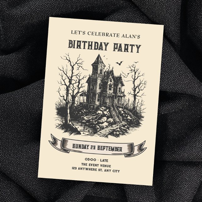 Invitation d'anniversaire de la maison hantée (Créateur téléchargé)