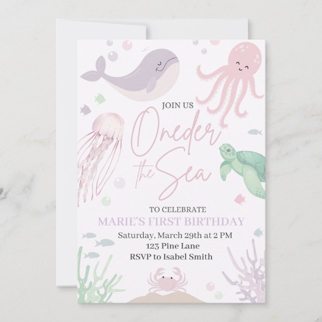 Invitation d'anniversaire de la mer (Devant)