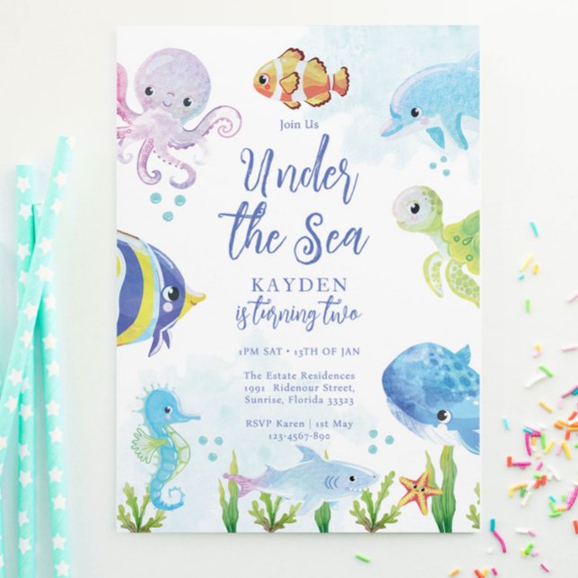 Invitation d'anniversaire de la mer (Créateur téléchargé)