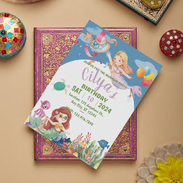 Invitation d'anniversaire de la mignonne sirène