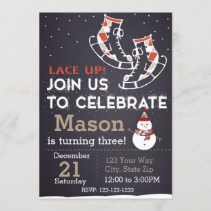 Invitation d'anniversaire de la patinoire (rouge)