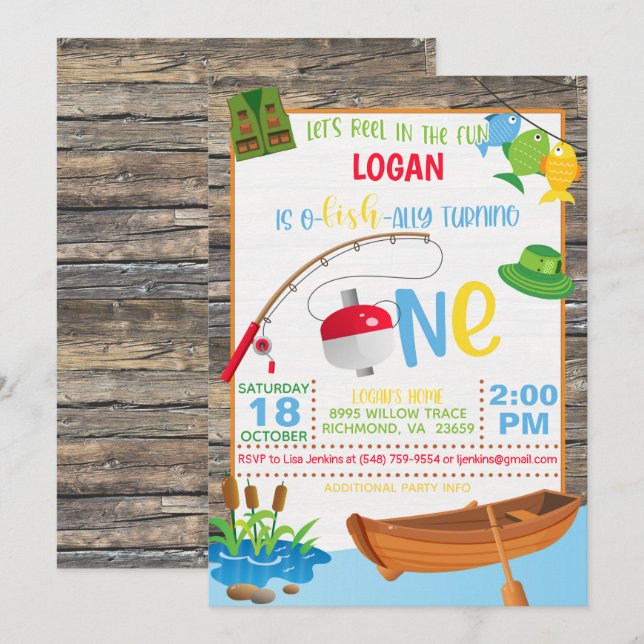 Invitation d'anniversaire de la pêche (Devant / Derrière)