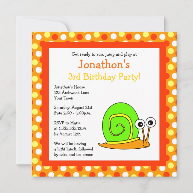 Invitation d'anniversaire de la petite orange et d (Devant)