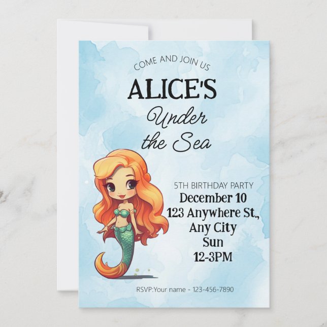 Invitation d'anniversaire de la petite piscine de  (Devant)