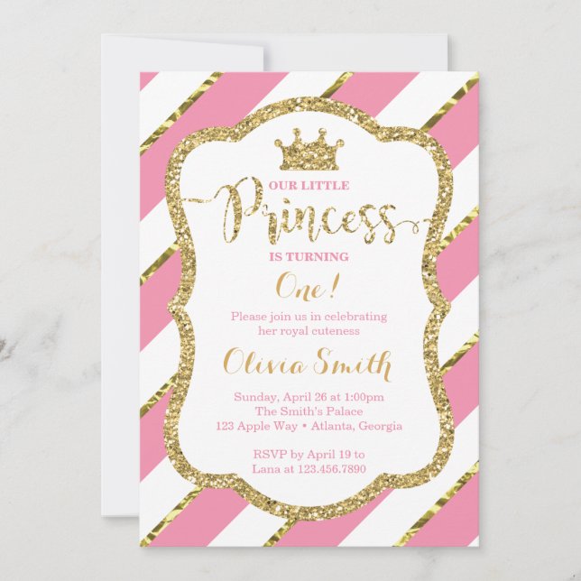 Invitation d'anniversaire de la petite princesse e (Devant)