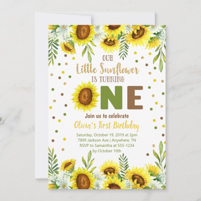 Invitation d'anniversaire de la petite tournesol G (Devant)
