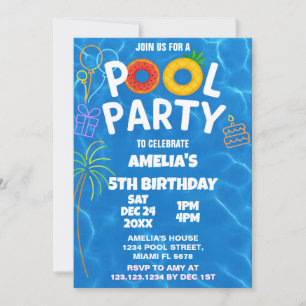 Invitation d'anniversaire de la piscine pour enfan