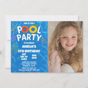 Invitation d'anniversaire de la piscine pour enfan