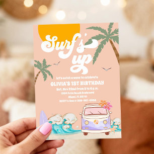 Invitation d'anniversaire de la plage de surf