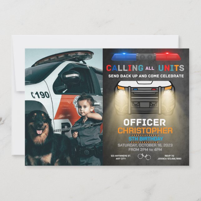 Invitation d'anniversaire de la police Photo perso (Devant)