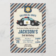 Invitation d'anniversaire de la police / voiture d