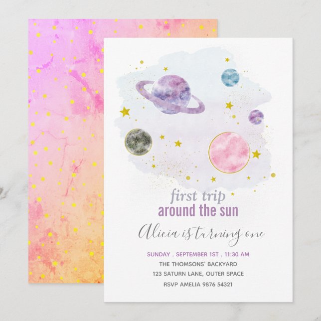Invitation d'anniversaire de la première fille de  (Devant / Derrière)
