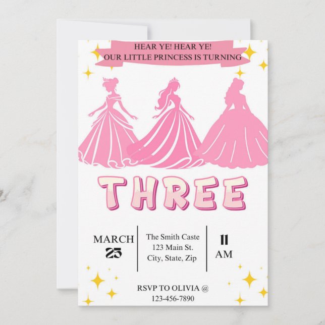 Invitation d'anniversaire de la princesse (Devant)