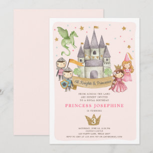 Invitations Faire Part Cartes Anniversaire Chevalier Princesse Zazzle