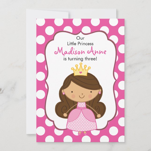 Invitation d'anniversaire de la princesse Polka Do (Devant)